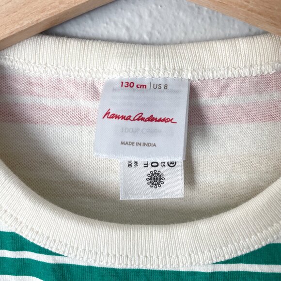 Hanna Andersson Print T-Shirt Dress Rainbow Stripes 8 (130) - Picture 3 of 9
